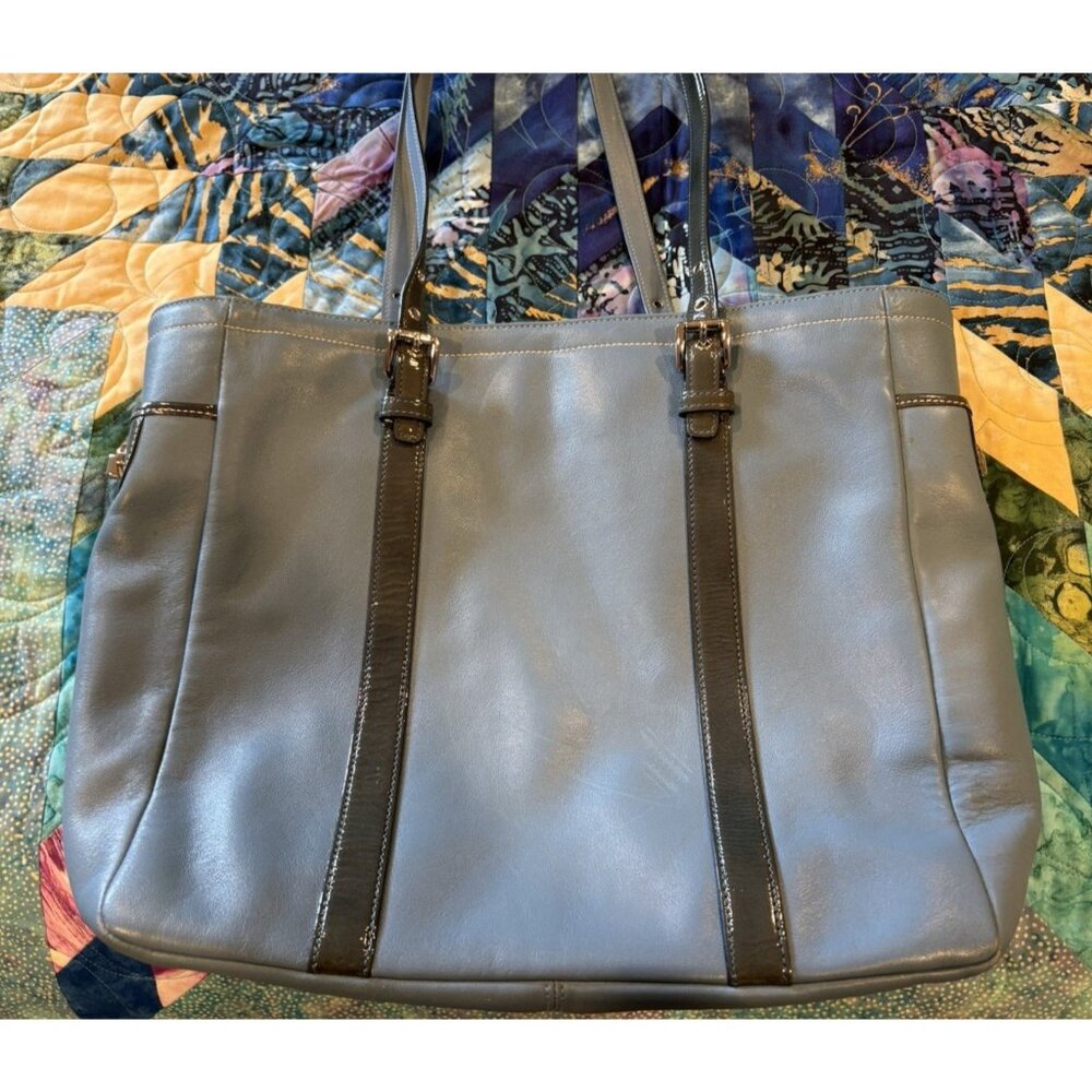 Vtg Coach Large Leather Hobo Shoulder Blue Teal Gallery Tote Bag Purse 2004 EUC - Picture 12 of 16